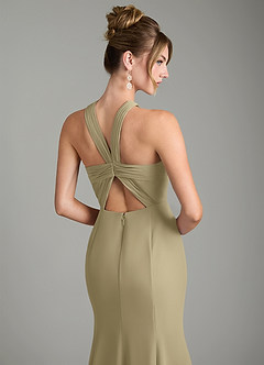Azazie Rue Bridesmaid Dresses Moss Green A-Line Halter Chiffon Dress image6