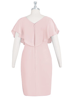Azazie Julia Mother of the Bride Dresses Blushing Pink Sheath V-Neck Pleated Chiffon Dress image7