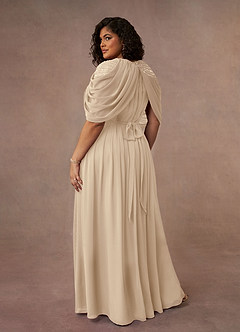 Azazie Olena Abiti per la Madre della Sposa Abito A-Line in Chiffon Lustrini Champagne image4