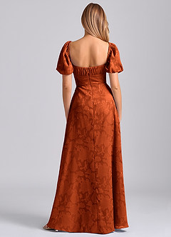 Azazie Mirian Bridesmaid Dresses Paprika A-Line Sweetheart Neckline Floral Burnout Dress image6