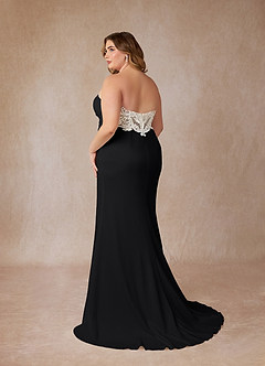 Azazie Mari Wedding Dresses Black Diamond White Mermaid V-Neck Stretch Crepe Dress image12