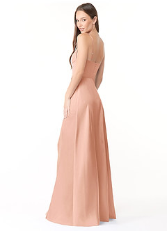 Azazie Halsey Brautjungfernkleider Etui Seitliche Cut-Outs Stretch-Satin Kleid Roségold image5