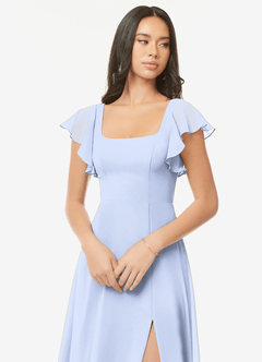 Azazie Bondi Bridesmaid Dresses Ice A-Line Ruffled Chiffon Dress image6