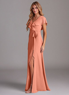 Azazie Lainey Bridesmaid Dresses Sunset A-Line with Pockets Chiffon Dress image4