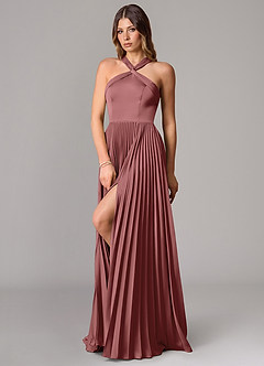 Azazie Afra Brautjungfernkleider A-Linie Plissee Stretch-Satin Kleid Amethyst image4