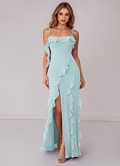 Azazie Malia Suknie dla druhen Osłona Marszczony Szyfon Do ziemi Sukienka image1