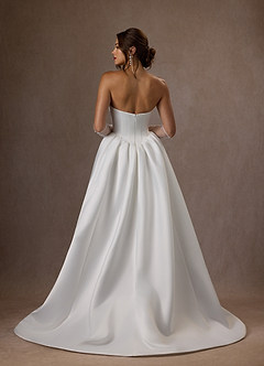 Azazie Kamira Wedding Dresses Diamond White Ball-Gown Strapless Satin Dress image2