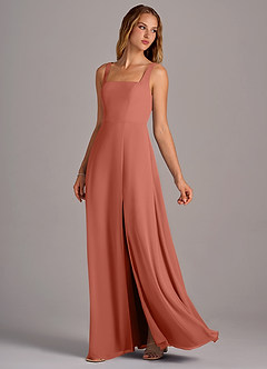 Azazie Debra Bridesmaid Dresses Clay A-Line with Pockets Chiffon Convertible Dress image2