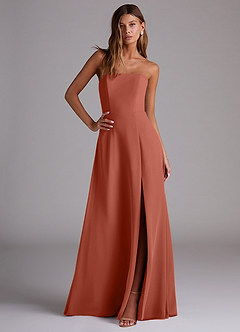 Azazie Wren Bridesmaid Dresses Clay A-Line Side Slit Chiffon Convertible Dress image5