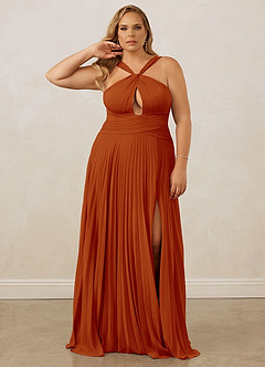 Christian Siriano Bridal for Azazie 1009 Brautjungfernkleider A-Linie Plissee Chiffon Kleid Paprika image11