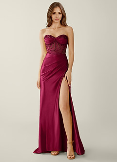 Willa Burgundy Sweetheart Neckline Corset Mermaid Prom Dress image3