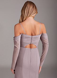 Azazie Hallie Robes de demoiselle d'honneur Robe Sirène en Mousseline de soie Manche longue Crépuscule image6