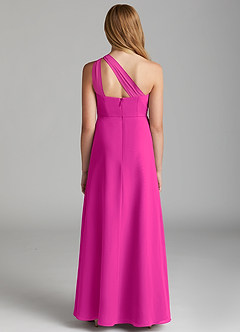 Azazie Maive Junior Fuchsia A-Line Pleated Chiffon Dress image3