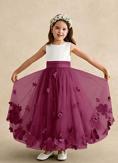 Azazie Vi Flower Girl Dresses Mulberry A-Line Sleeveless Tulle Dress image5