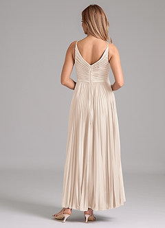 Azazie Raychelle Bridesmaid Dresses White Alabaster A-Line Pleated Stretch Satin Dress image4