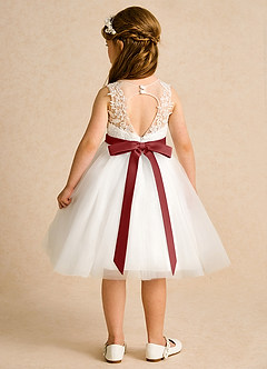 Azazie Lettie Flower Girl Dresses Ivory Rust Ball-Gown Lace Dress image2