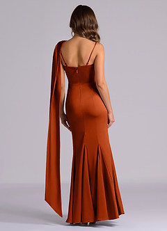 Azazie Inara Bridesmaid Dresses Paprika Mermaid Pleated Stretch Satin Dress image2