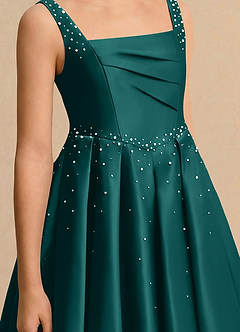 Azazie Jello Girls Formal Sukienki dla dziewczynek sypiących kwiaty Suknia balowa Pofałdowany Matowy satynowy Długość do kolan Sukienka image5