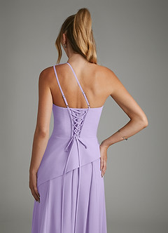 Azazie Holly Robes de demoiselle d'honneur Robe Trapèze en Mousseline de soie Corset Lilas image8