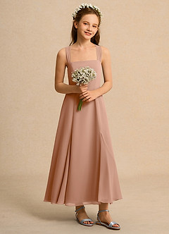 Azazie Tater Junior Formal Flower Girl Klänningar Klä A-Line i Chiffong Plisserad image5