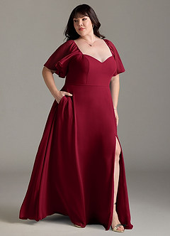 Azazie Chloe Bridesmaid Dresses Burgundy A-Line Sweetheart Neckline Chiffon Dress image10