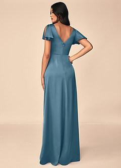 Azazie Soren Bridesmaid Dresses Bermuda A-Line Pleated Stretch Satin Dress image2