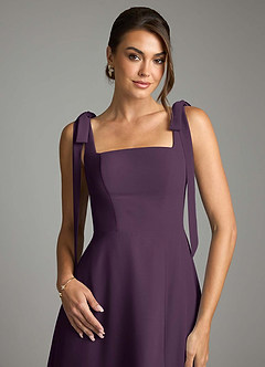 Azazie Debra Bridesmaid Dresses Plum A-Line with Pockets Chiffon Convertible Dress image2