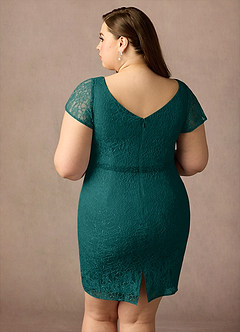 Azazie Lucilia Mother of the Bride Dresses Peacock Sheath Lace Dress image11