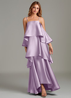 Azazie Azalea Bridesmaid Dresses Frosted Lilac A-Line Ruched Stretch Satin Dress image6
