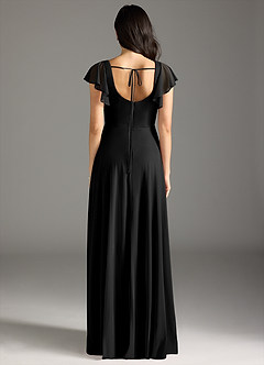 Azazie Bondi Bridesmaid Dresses Black A-Line Ruched Mesh Dress image8