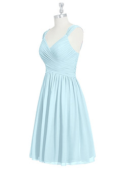 Azazie Angie Bridesmaid Dresses Cloud Blue A-Line Corset Chiffon Dress image9