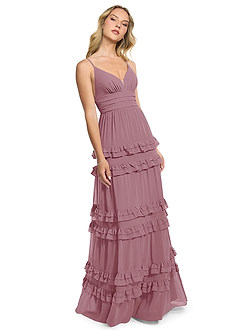 Azazie Rachel Bridesmaid Dresses Vintage Mauve A-Line Chiffon Dress image3