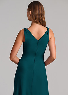 Azazie Nerine Brudtärnklänningar Klä av A-Linje i Chiffong Plisserad Tallgrön image7