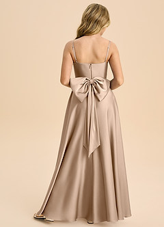 Azazie Bear Junior Taupe A-Line Sweetheart Neckline Stretch Satin Dress image2