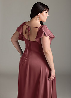 Azazie Bondi Robes de demoiselle d'honneur Robe Trapèze en Satin extensible Arc Améthyste image12
