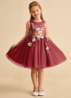 Azazie Prima vestidos de niña de las flores Vestido de Granada de Tul de Corte En A con Lazo image1