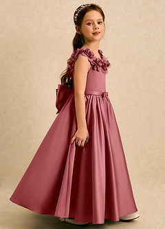 Azazie Eden Blumenmädchenkleider Ballkleid Plissee Matte Satin Kleid Antike Rose image3
