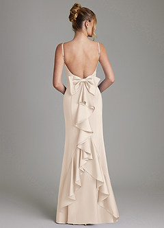 Azazie Zherra 신부 들러리 드레스 인어 절하다 스트레치 새틴 바닥 길이 드레스 image5