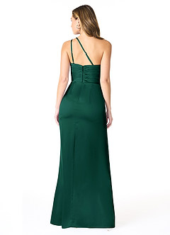 Azazie Eren Bridesmaid Dresses Emerald Mermaid One Shoulder Stretch Satin Dress image2