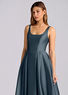 Azazie Amalie Bridesmaid Dresses Twilight A-Line Pleated Stretch Satin Dress image6