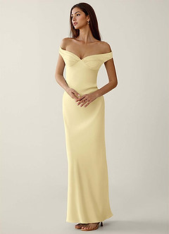 Gwendonme Lemon Sorbet Satin Crystal Linen Prom Dress image2
