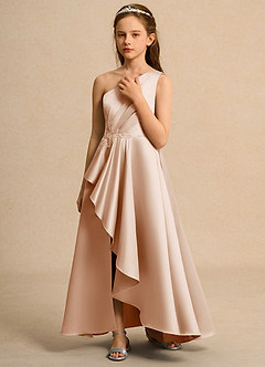 Azazie Taffy Junior Formal Jurken voor bloemenmeisjes A-Lijn Jurk van Mat Satijn Kant Engelse Roos image5