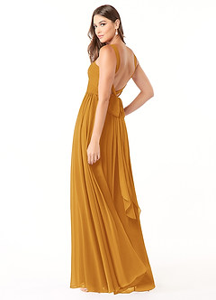 Azazie Dionne Bridesmaid Dresses Butterscotch A-Line Corset Chiffon Dress image5
