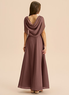 Azazie Lambie Junior Espresso A-Line Pleated Chiffon Dress image1