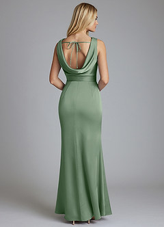 Azazie Tallie Bridesmaid Dresses Matcha Mermaid Pleated Stretch Satin Dress image6
