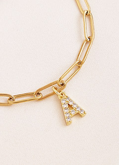 front Pulsera con letra inicial y cadena con clip de papel