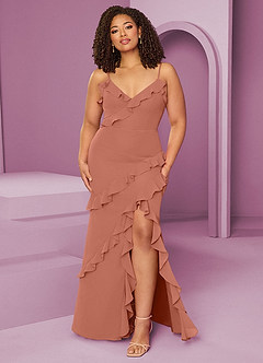 Barbie ♥ Azazie Jurken voor bruidsmeisjes Jurk van Chiffon met Kolom Meer Gesneden image9