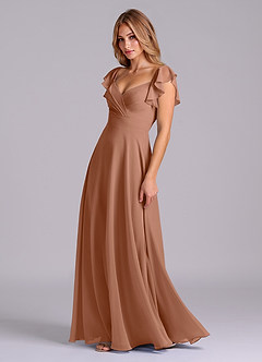 Azazie Leilani Bridesmaid Dresses Bronzer A-Line Pleated Chiffon Dress image4