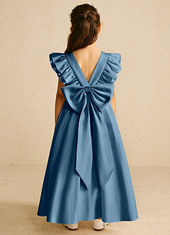 Azazie Piglette Flower Girl Dresses Bermuda A-Line Bow Matte Satin Dress image1