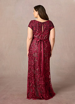 Azazie Dorit Mother of the Bride Dresses Burgundy Champagne Sheath Scoop Lace Dress image9